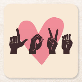 ASL Liefde IV - Valentijnsdag Kartonnen Onderzetters
