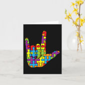 ASL Liefde Taal Autistische Puzzel Autisme Awar Kaart (Gele Bloem)