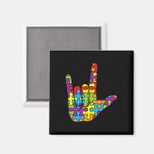 ASL Liefde Taal Autistische Puzzel Autisme Awar Magneet (Voorkant / Achterkant)
