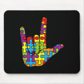 ASL Liefde Taal Autistische Puzzel Autisme Awar Muismat (Voorkant)