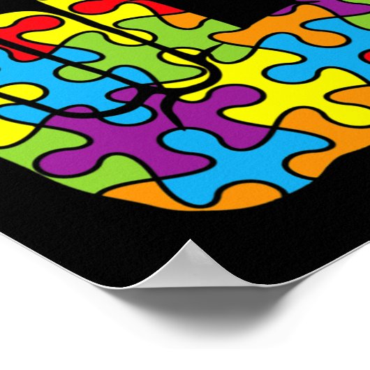 ASL Liefde Taal Autistische Puzzel Autisme Awar Poster (Hoek)