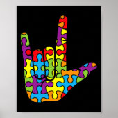 ASL Liefde Taal Autistische Puzzel Autisme Awar Poster (Voorkant)