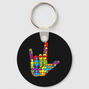 ASL Liefde Taal Autistische Puzzel Autisme Awar Sleutelhanger
