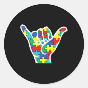 Asl Liefde Teken Hand Autisme Bewustzijn Moeder Va Ronde Sticker