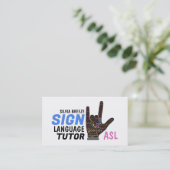 ASL, liefdesgebaar, gebarentaal-aannemer, leraar Visitekaartje (Staand voorkant)