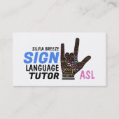 ASL, liefdesgebaar, gebarentaal-aannemer, leraar Visitekaartje (Voorkant)