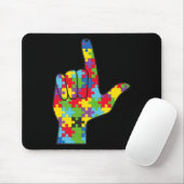 ASL Liefdesteken Autisme Awareness Ondersteuning Muismat (Met muis)