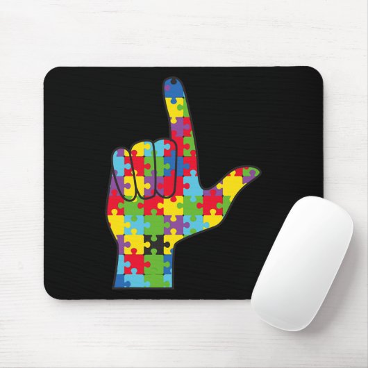 ASL Liefdesteken Autisme Awareness Ondersteuning Muismat (Met muis)
