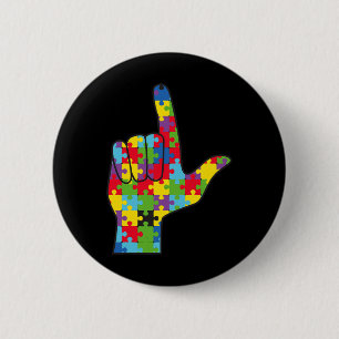 Asl Liefdesteken Autisme Bewustzijn Ondersteuning Ronde Button 5,7 Cm