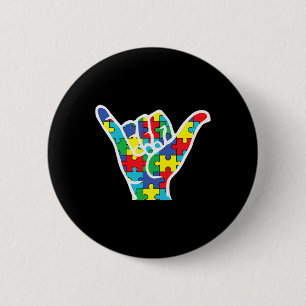 Asl Liefdesteken Hand Autisme Bewustzijn Moeder Va Ronde Button 5,7 Cm