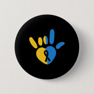 Asl Liefdesteken Niet-verbale Down Syndroom Bewust Ronde Button 5,7 Cm