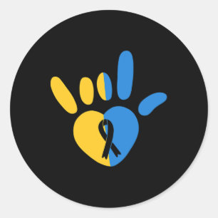 Asl Liefdesteken Niet-verl Down Syndroom Bewustzij Ronde Sticker