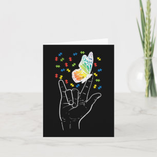 Asl Liefdesteken Vlinder Puzzel Autisme Bewustzijn Kaart
