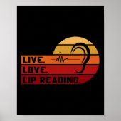 Asl Live Love Lip Reading Sign Language Deaf Aware Poster (Voorkant)