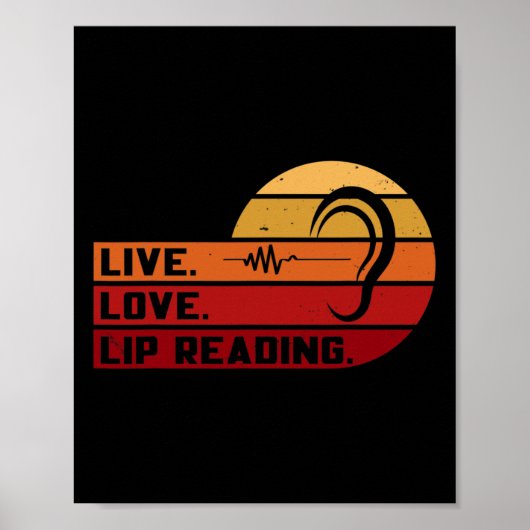 Asl Live Love Lip Reading Sign Language Deaf Aware Poster (Voorkant)