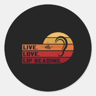 Asl Live Love Lippen lezen Gebarentaal Doof Bewust Ronde Sticker