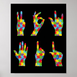 Asl Love Gebarentaal Autisme Bewustzijn Poster