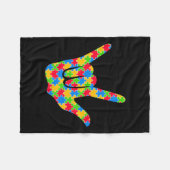 ASL Love Gebarentaal Autisme Bewustzijnsondersteun Fleece Deken (Voorkant (Horizontaal))