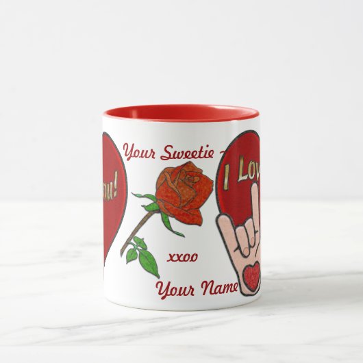 ASL Love (gepersonaliseerd) Mok (Midden)