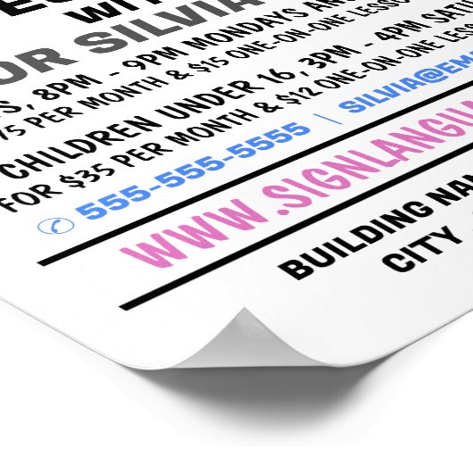 ASL, Love Gesture, Sign Language CourAdvert Poster (Hoek)