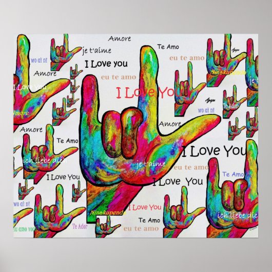 ASL Love in any Language Poster (Voorkant)
