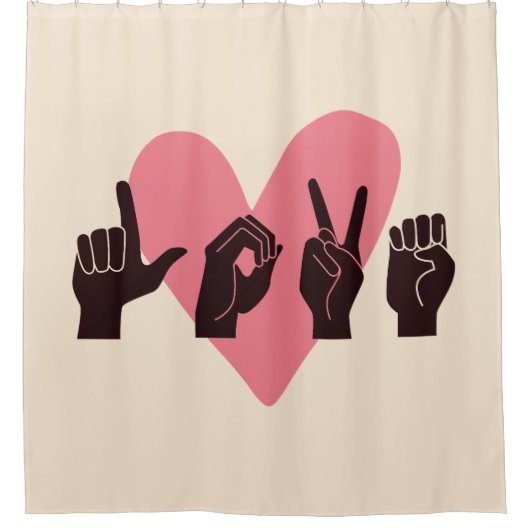 ASL Love IV - Valentijnsdag Douchegordijn (Voorkant)