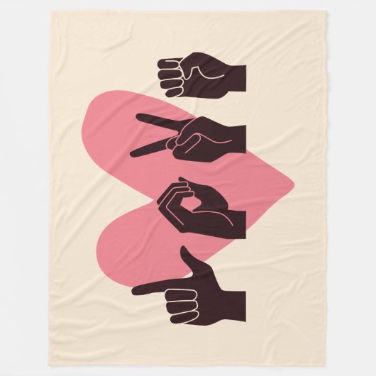 ASL Love IV - Valentijnsdag Fleece Deken (Voorkant)