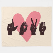 ASL Love IV - Valentijnsdag Fleece Deken (Voorkant (Horizontaal))