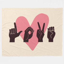 ASL Love IV - Valentijnsdag Fleece Deken