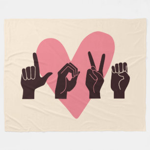 ASL Love IV - Valentijnsdag Fleece Deken