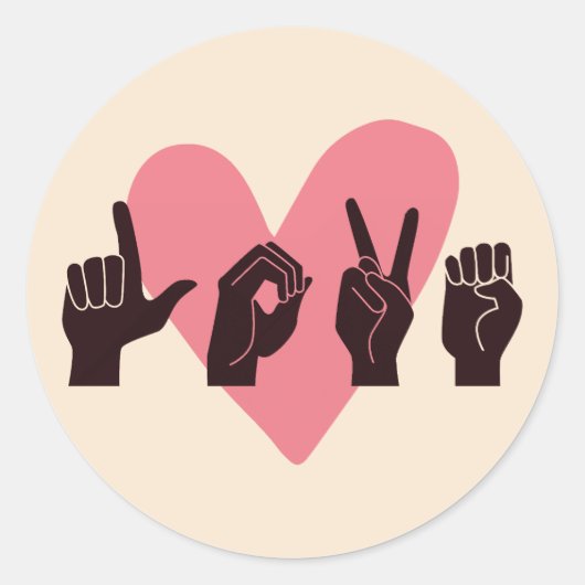 ASL Love IV - Valentijnsdag Ronde Sticker (Voorkant)
