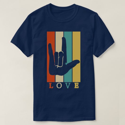 Asl Love Retro Sign Language T-shirt (Design voorkant)