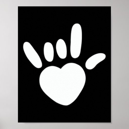 Asl Love Sign American Sign Language Deaf Awarenes Poster (Voorkant)