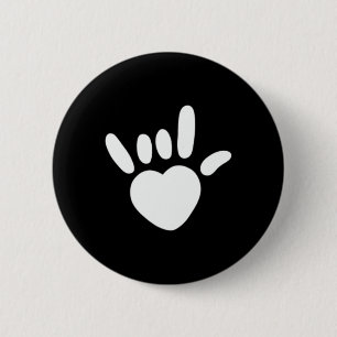 ASL Love Sign American Sign Language Deaf Awarenes Ronde Button 5,7 Cm
