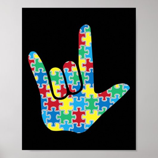 Asl Love Sign Autism Awareness  Poster (Voorkant)