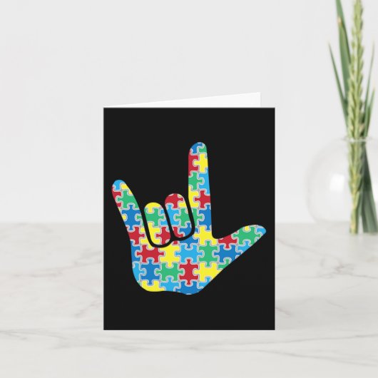 ASL Love Sign Autisme Awareness Kaart (Voorkant)