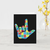 ASL Love Sign Autisme Awareness Kaart (Gele Bloem)