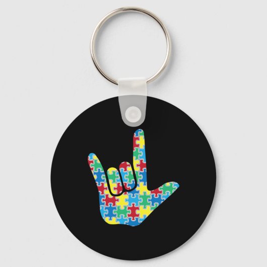 ASL Love Sign Autisme Awareness Sleutelhanger (Voorkant)