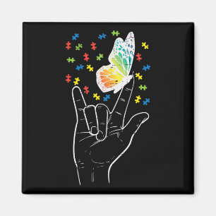 Asl Love Sign Butterfly Puzzle Autisme Awareness S Magneet