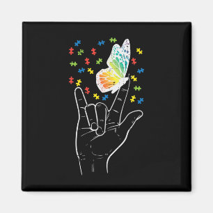 Asl Love Sign Butterfly Puzzle Autisme Awareness S Magneet