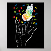 Asl Love Sign Butterfly Puzzle Autisme Awareness S Poster (Voorkant)