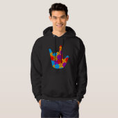 Asl Love Sign Language Autiseness Support Cu Hoodie (Voorkant volledig)