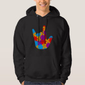 Asl Love Sign Language Autiseness Support Cu Hoodie (Voorkant)
