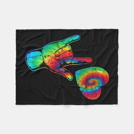 ASL Love Sign Language Autiseness Support Ti Fleece Deken (Voorkant (Horizontaal))