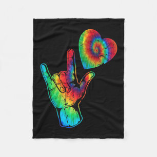 ASL Love Sign Language Autiseness Support Ti Fleece Deken