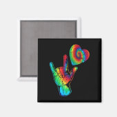 ASL Love Sign Language Autiseness Support Ti Magneet (Voorkant / Achterkant)