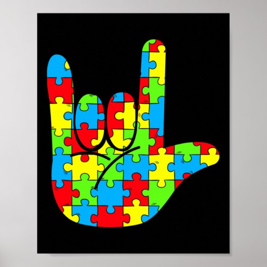 Asl Love Sign Language Autism Awareness  Poster (Voorkant)