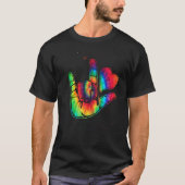 ASL Love Sign Language Autism Awareness Support  2 T-shirt (Voorkant)
