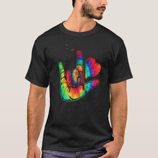 ASL Love Sign Language Autism Awareness Support  2 T-shirt (Voorkant)