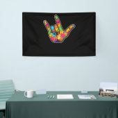 ASL Love Sign Language Autism Awareness Support Spandoek (Beurs)